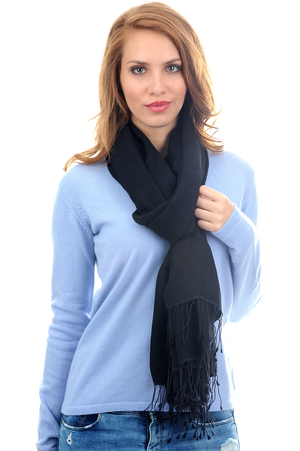 Cashmere & Silk accessories shawls platine black 204 cm x 92 cm
